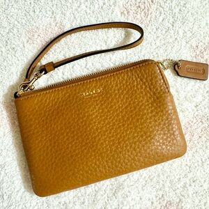 Coach Tan Leather Wristlet